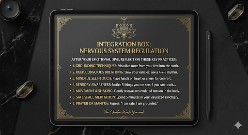 Digital tablet preview — Integration Box: Nervous System Regulation practices from The Shadow Work Journal
